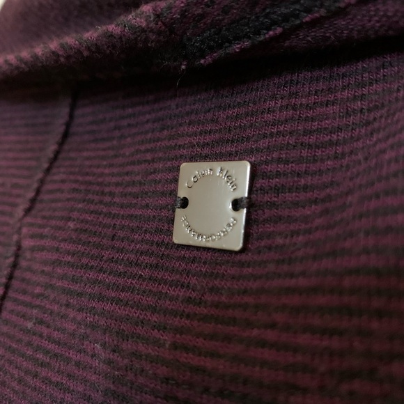 Calvin Klein Performance Stretch Striped Plum Pullover Cowl Neck Sweatshirt, Med - Picture 4 of 6